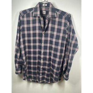 Peter‎ Millar Mens Long Sleeve Blue Plaid Button Up Size Medium 100308 Golf